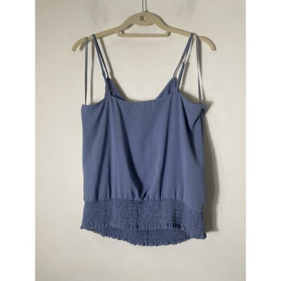 Pants Store Soft Blue Spaghetti Strap Cross Over Blouson Top Sz M - Picture 1 of 2